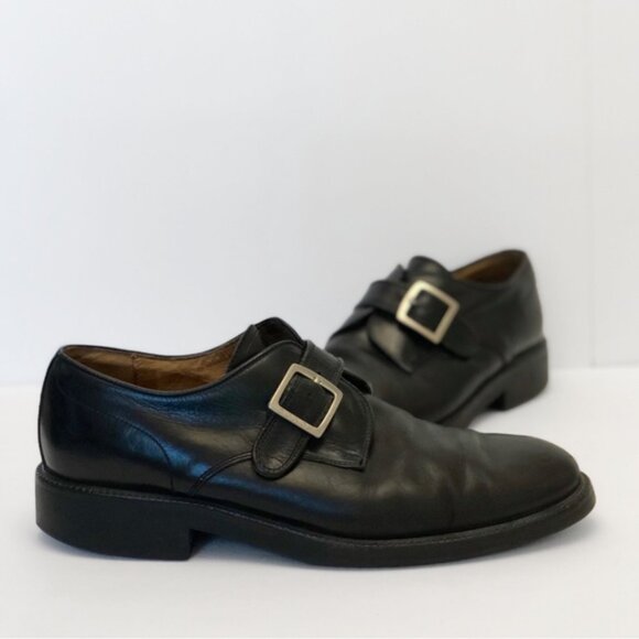 Coach Vintage Men's Single Monk Strap Leather Dress Shoes in Black J854 US 10D - Picture 1 of 15